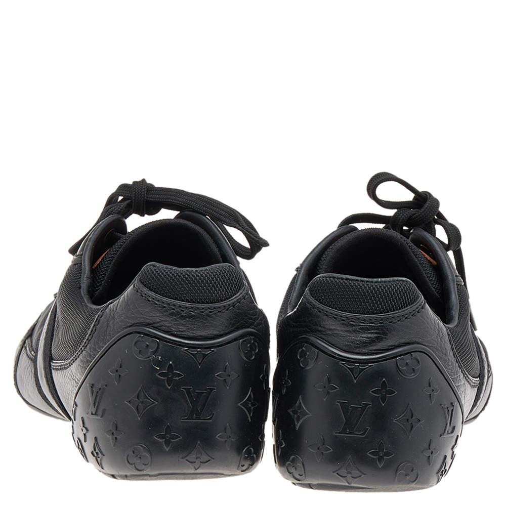 Women's Louis Vuitton Black Leather And Nylon Low Top Sneakers Size 38.5 For Sale