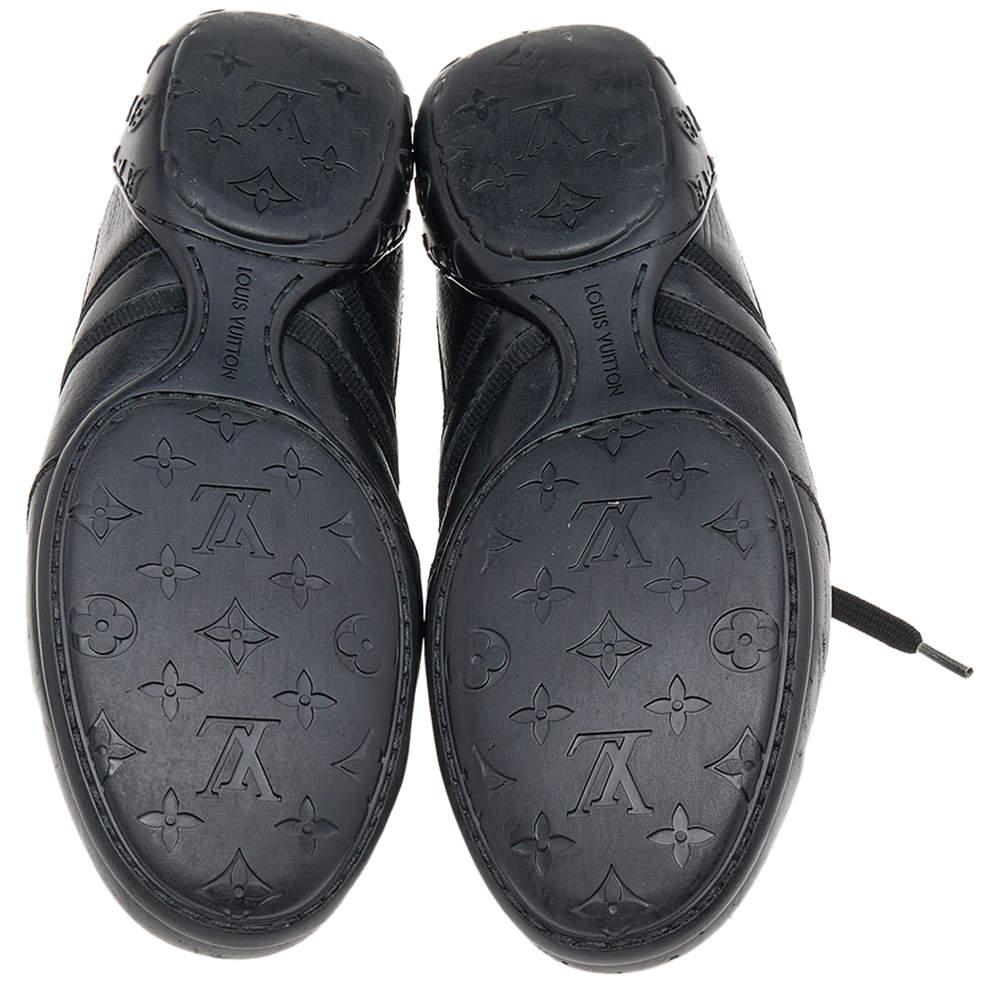 Louis Vuitton Black Leather And Nylon Low Top Sneakers Size 38.5 For Sale 1