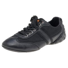Used Louis Vuitton Black Leather And Nylon Low Top Sneakers Size 38.5