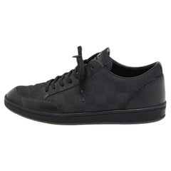 Louis Vuitton Black Leather and Nylon Low Top Sneakers Size 41