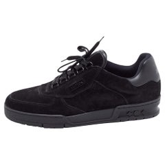 Used Louis Vuitton Black Leather and Suede Lace Up Sneakers Size 42
