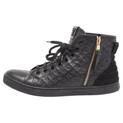 Louis Vuitton Punchy Turnschuhe aus schwarzem Leder und Wildleder Größe 40