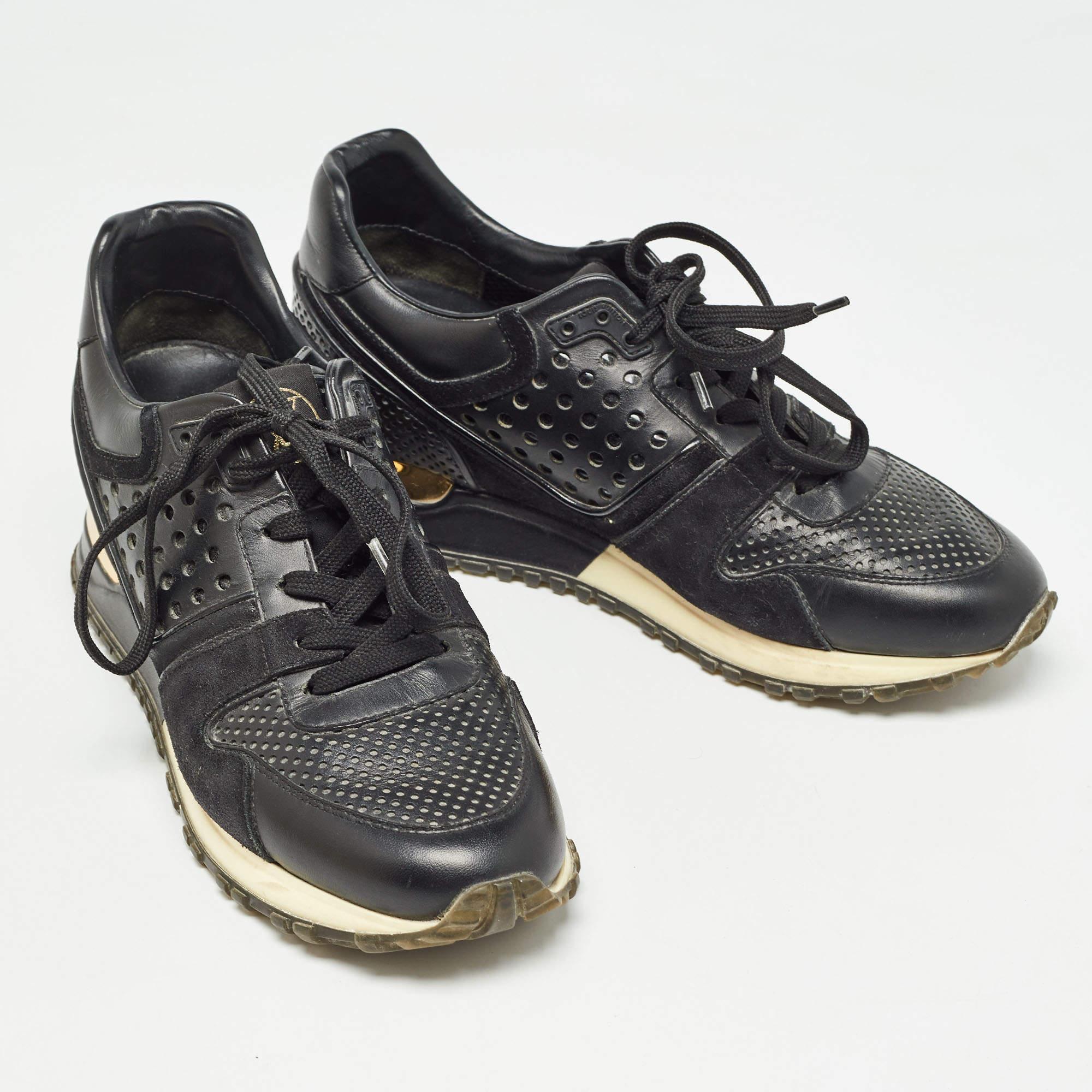 Louis Vuitton - Baskets de défilé en cuir et daim noir, taille 36.5 Bon état - En vente à Dubai, Al Qouz 2