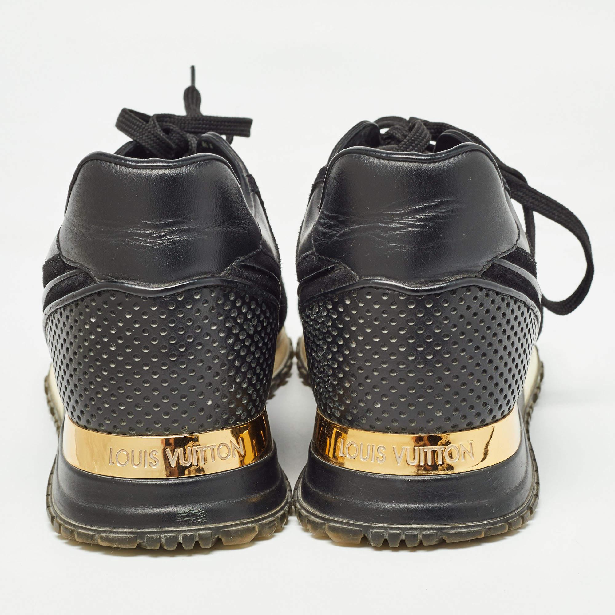 Louis Vuitton - Baskets de défilé en cuir et daim noir, taille 36.5 Pour femmes en vente