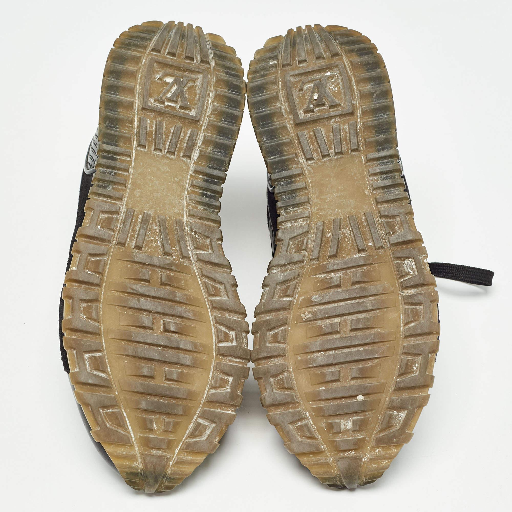 Louis Vuitton - Baskets de défilé en cuir et daim noir, taille 36.5 en vente 1