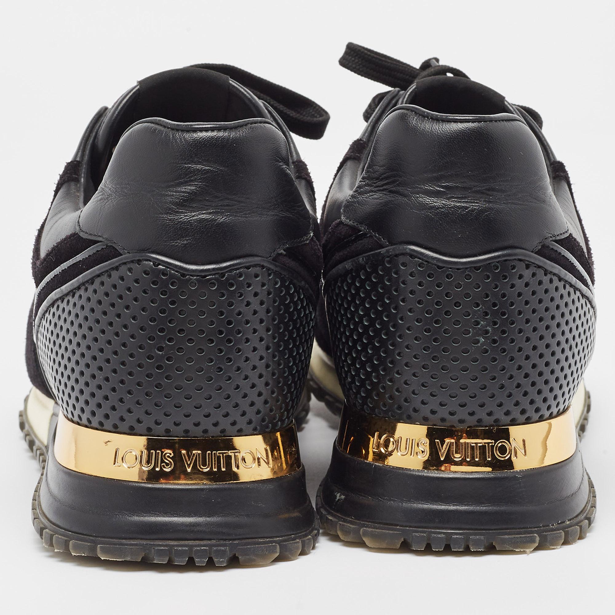 Louis Vuitton Black Leather and Suede Run Away  Sneakers Size 39.5 1