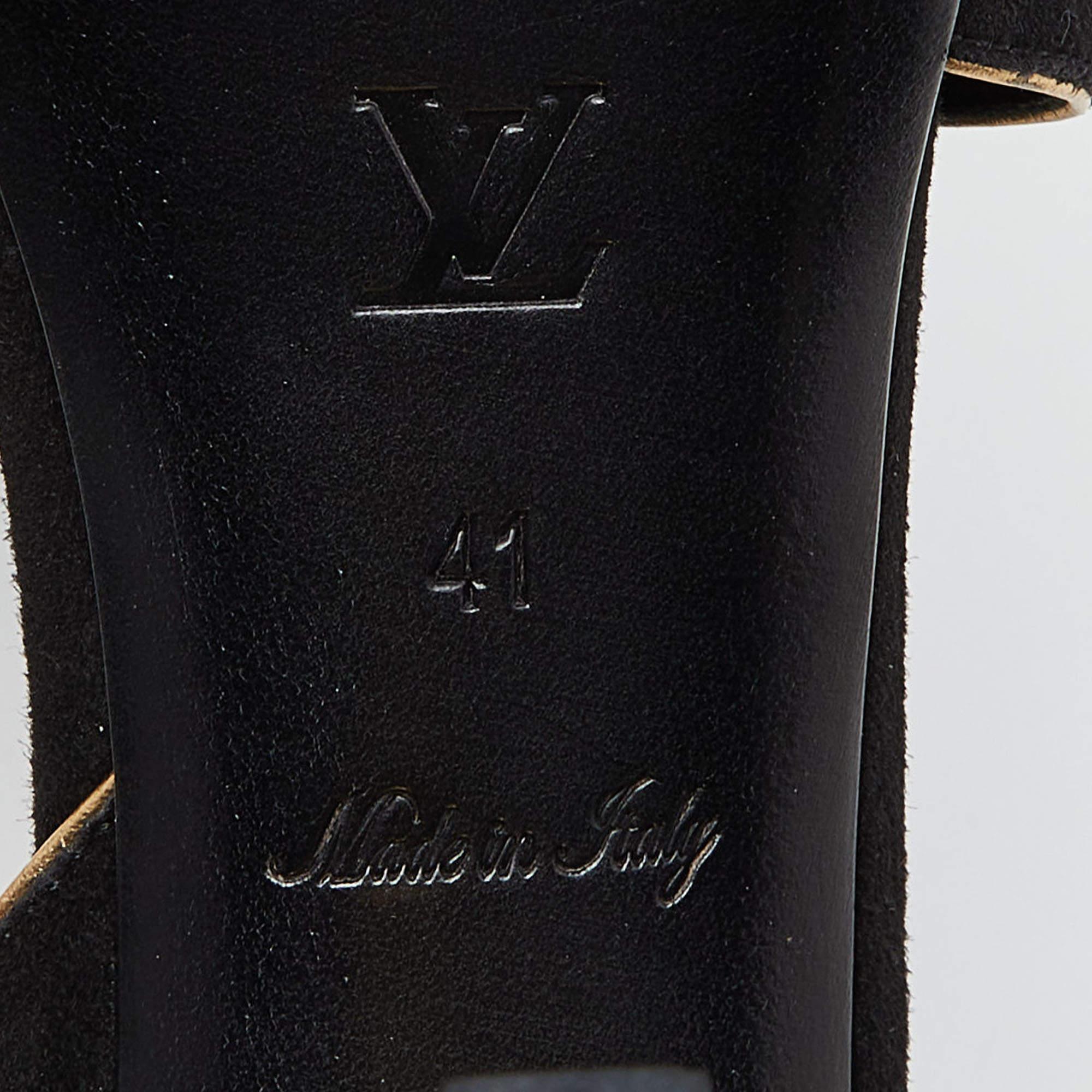 Louis Vuitton Sandales à talon en cuir et daim noir Taille 41 en vente 3