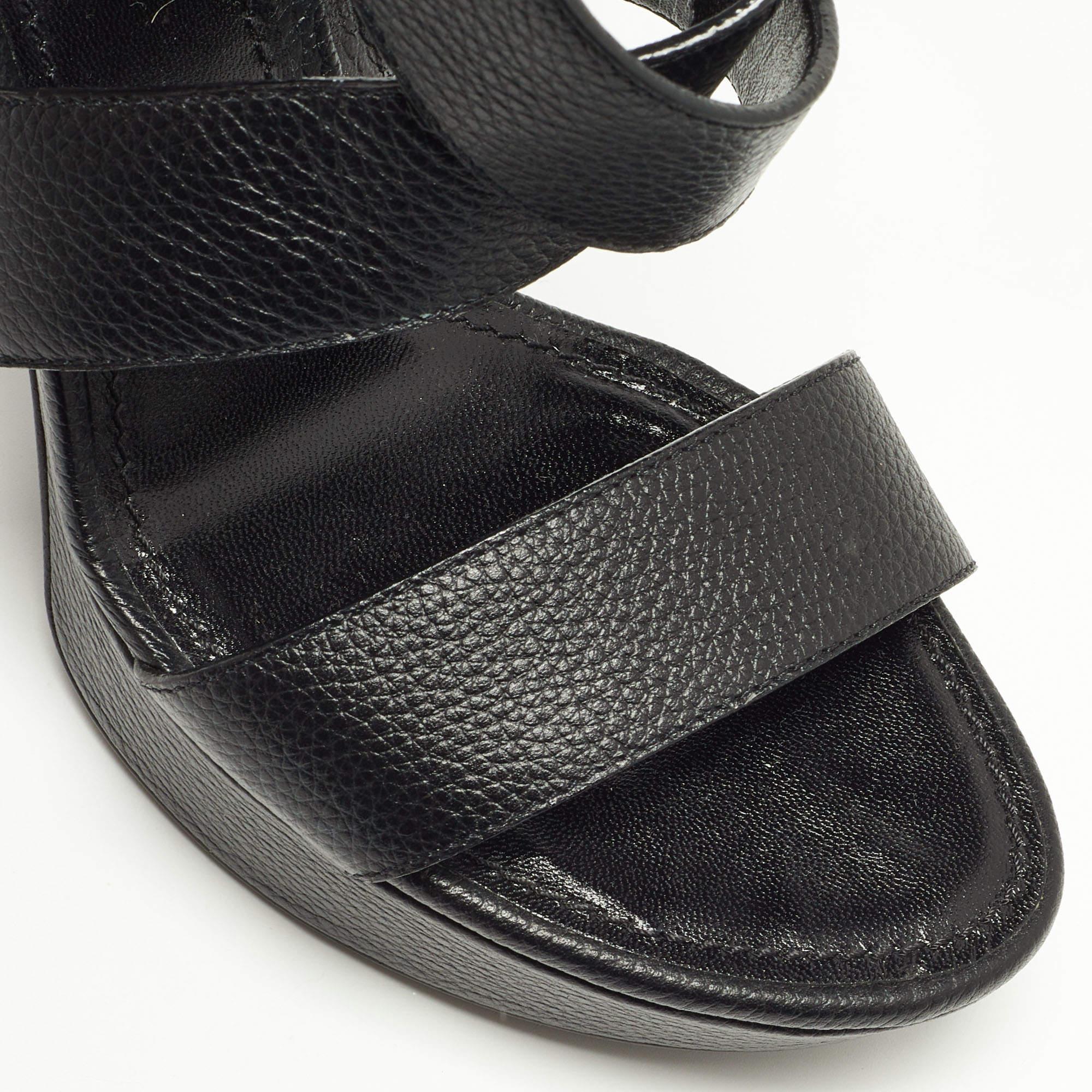 Louis Vuitton Black Leather Ankle Strap Sandals Size 39 1