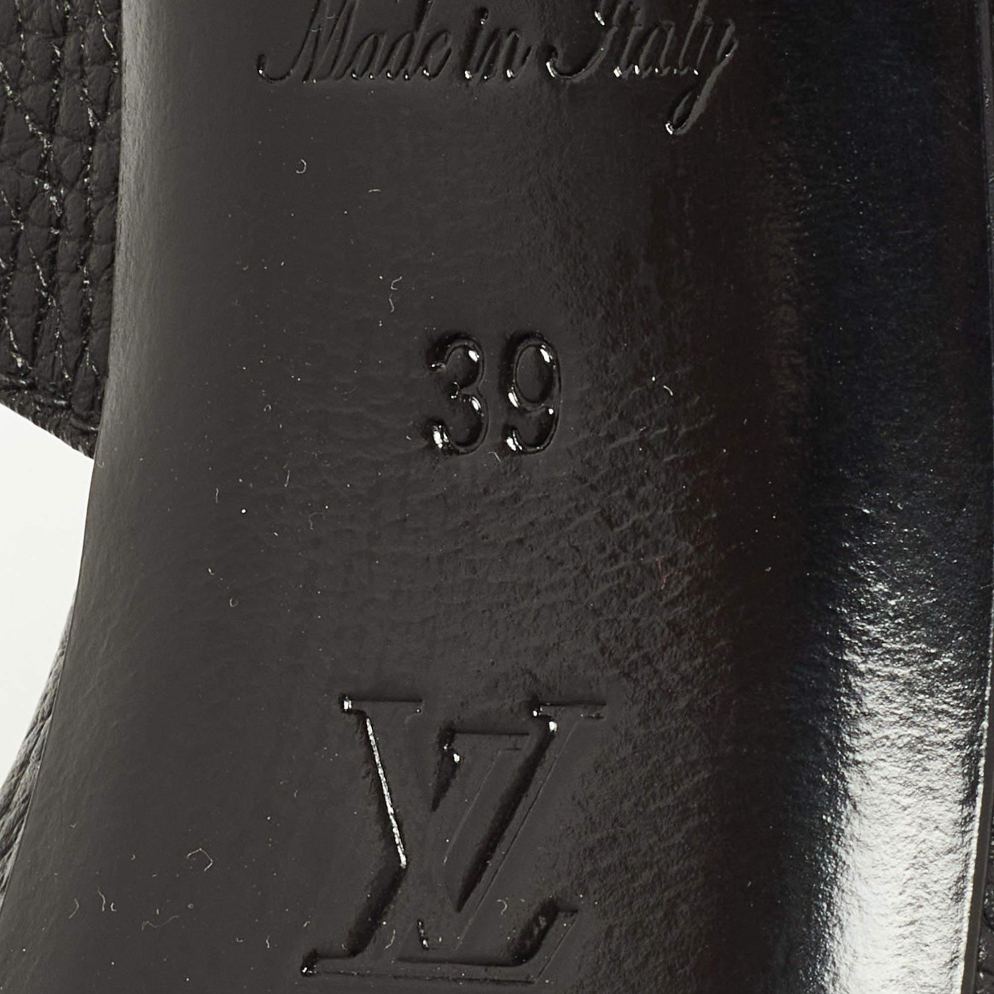 Louis Vuitton Black Leather Ankle Strap Sandals Size 39 2