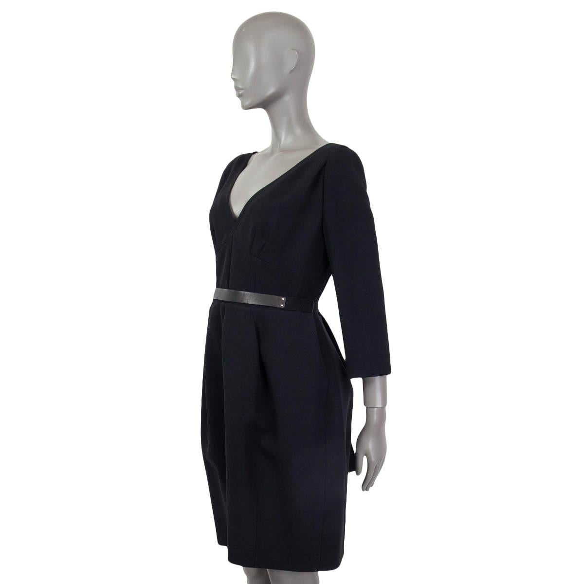 LOUIS VUITTON Schwarzes Kleid aus LEDER mit 3/4-Ärmeln 44 XL im Zustand „Gut“ im Angebot in Zürich, CH