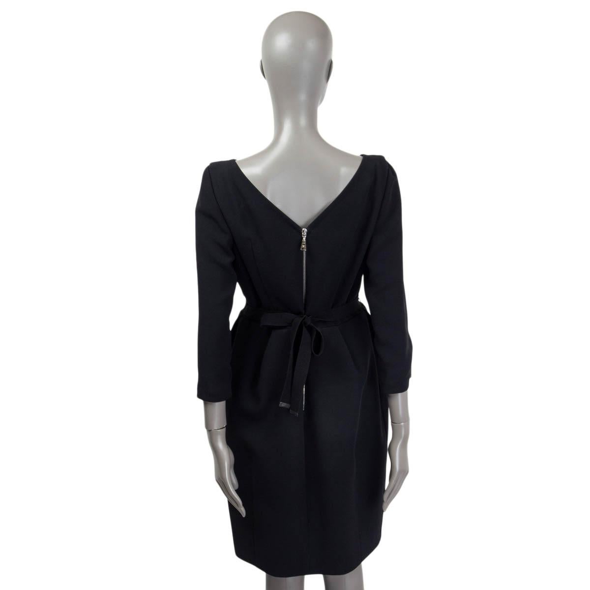 LOUIS VUITTON Schwarzes Kleid aus LEDER mit 3/4-Ärmeln 44 XL Damen im Angebot