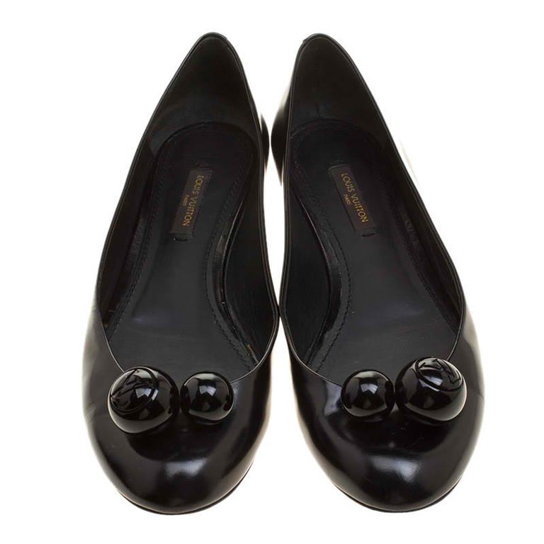 Louis Vuitton Black Leather Betty Ballet Flats Size 37 For Sale at 1stDibs