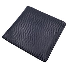Louis Vuitton Black Leather Bifold Credit Card Wallet Coin Purse