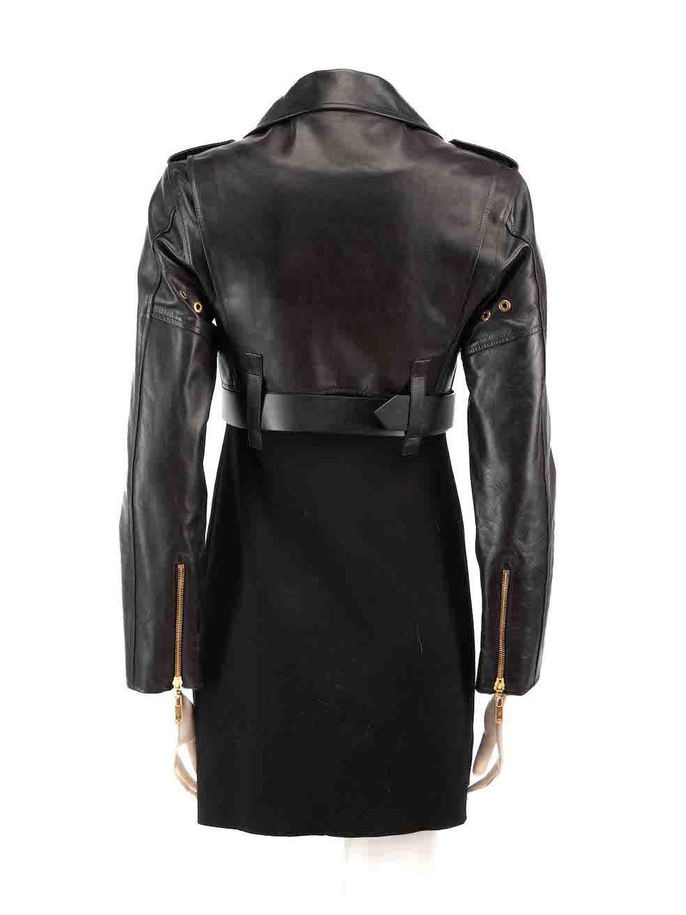 Louis Vuitton Black Leather Biker Jacket Mini Dress Size XS In Excellent Condition In London, GB