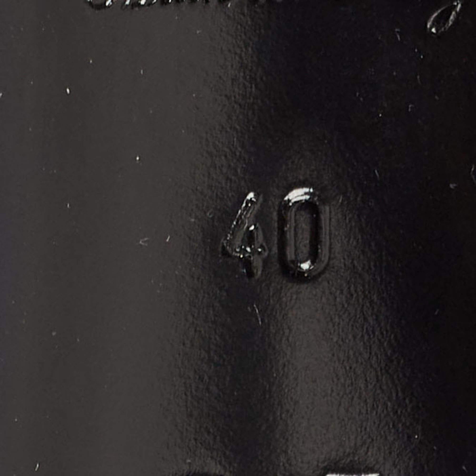 Louis Vuitton Black Leather Block Heel Slide Sandals Size 40 3