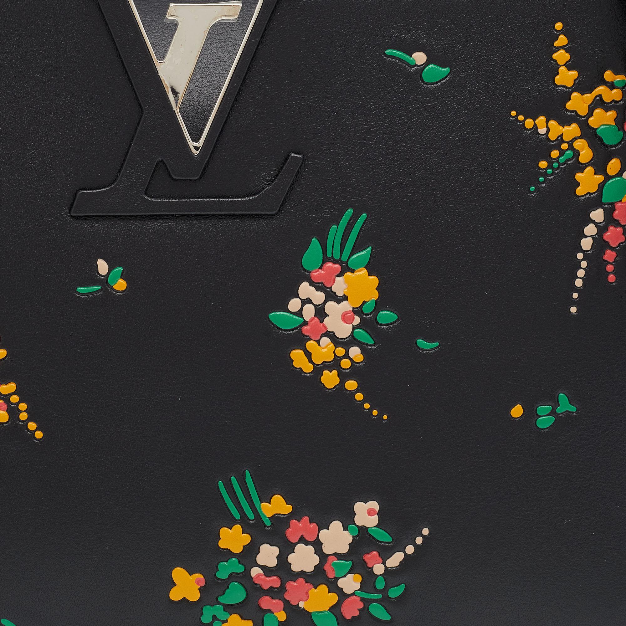 Louis Vuitton Black Leather Blossom Capucines PM Bag 4