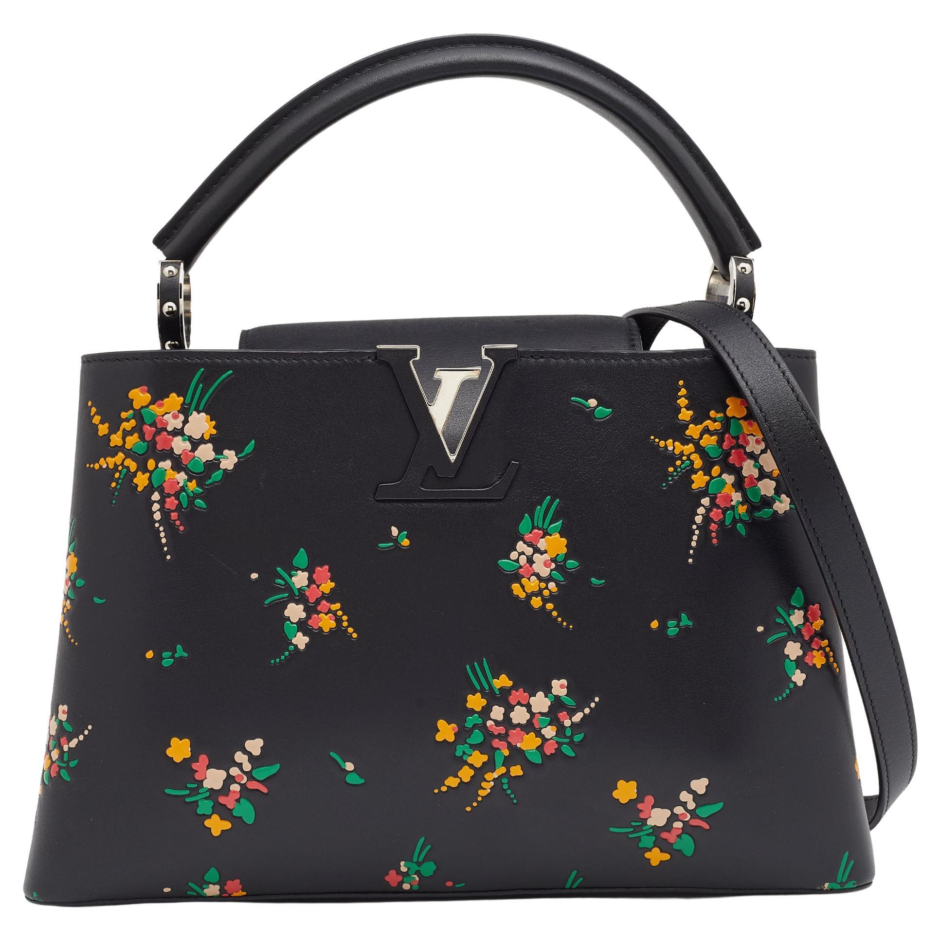Louis Vuitton Black Leather Blossom Capucines PM Bag