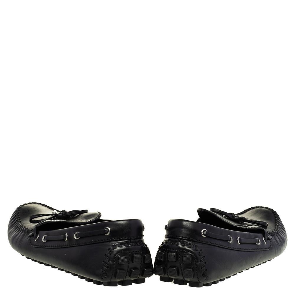 Louis Vuitton Mocasines Slip On de cuero negro con lazo talla 43.5 Negro
