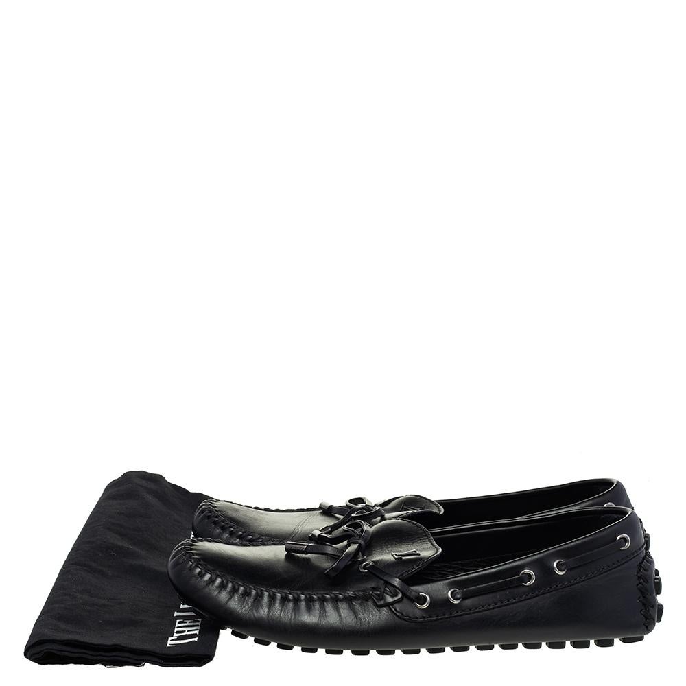 Louis Vuitton Mocasines Slip On de cuero negro con lazo talla 43.5 1