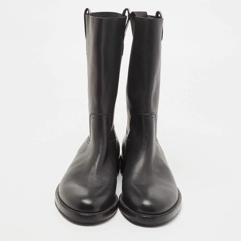 Louis Vuitton Black Leather Mid Calf Boots Size 42 at 1stDibs
