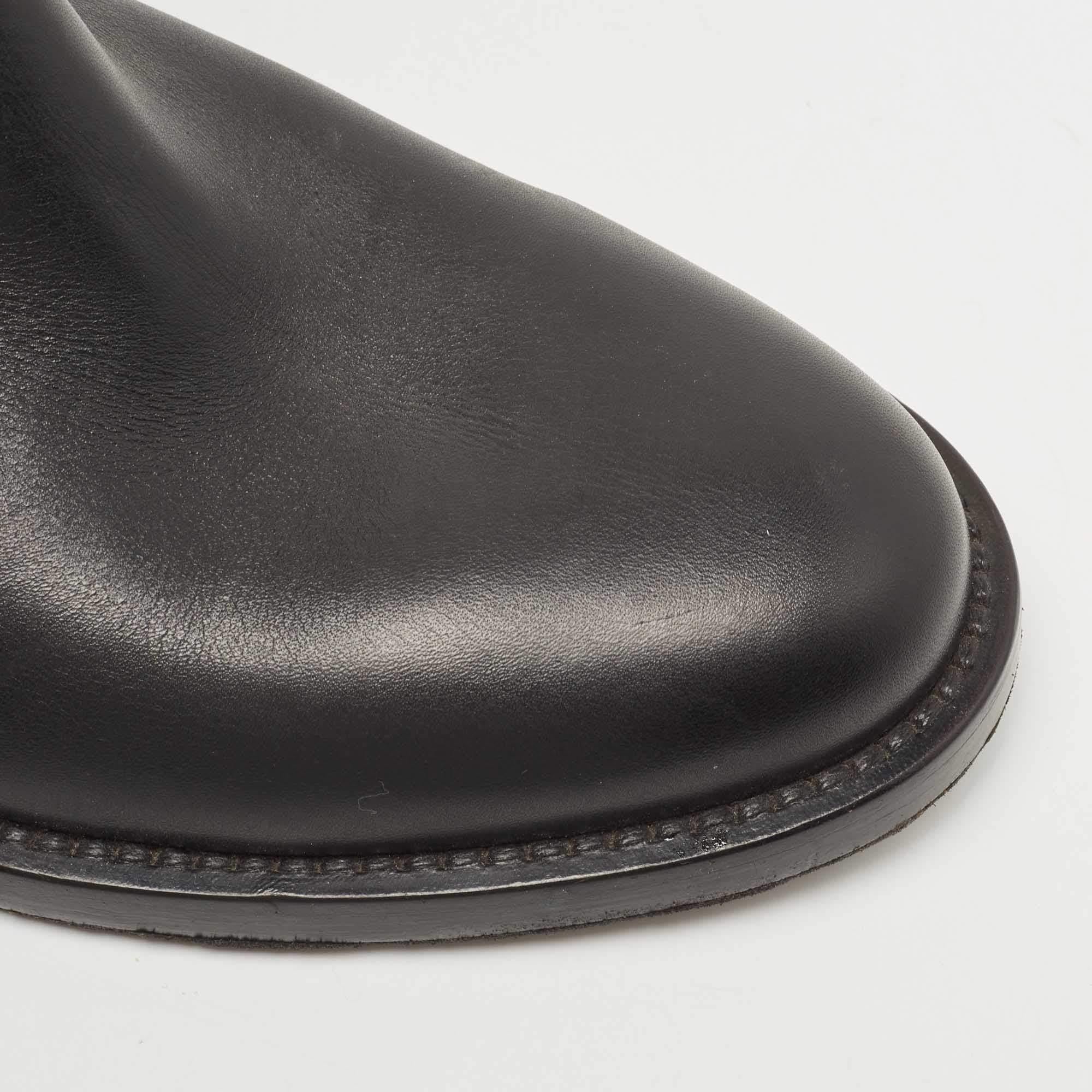 Louis Vuitton Black Leather Calf Length Boots Size 42 1