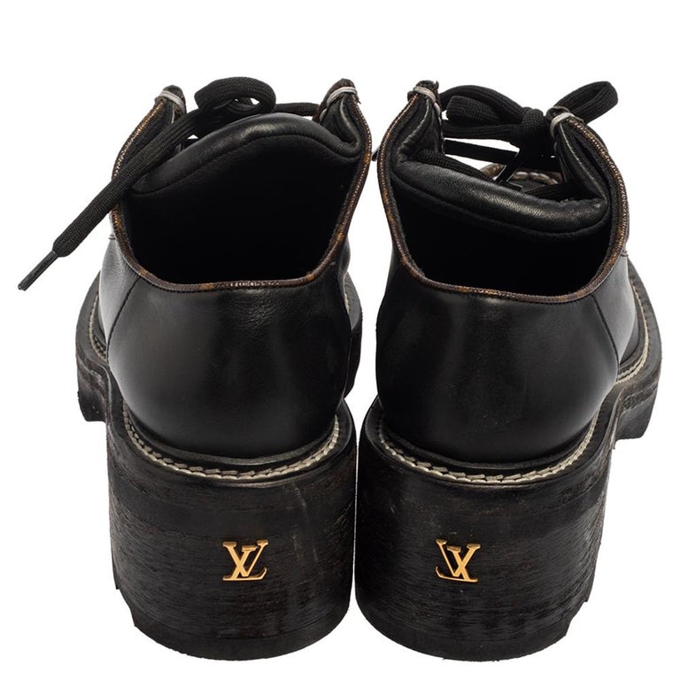 Louis Vuitton Black Leather, Canvas Beaubourg Platform Derby Size 38.5 at  1stDibs