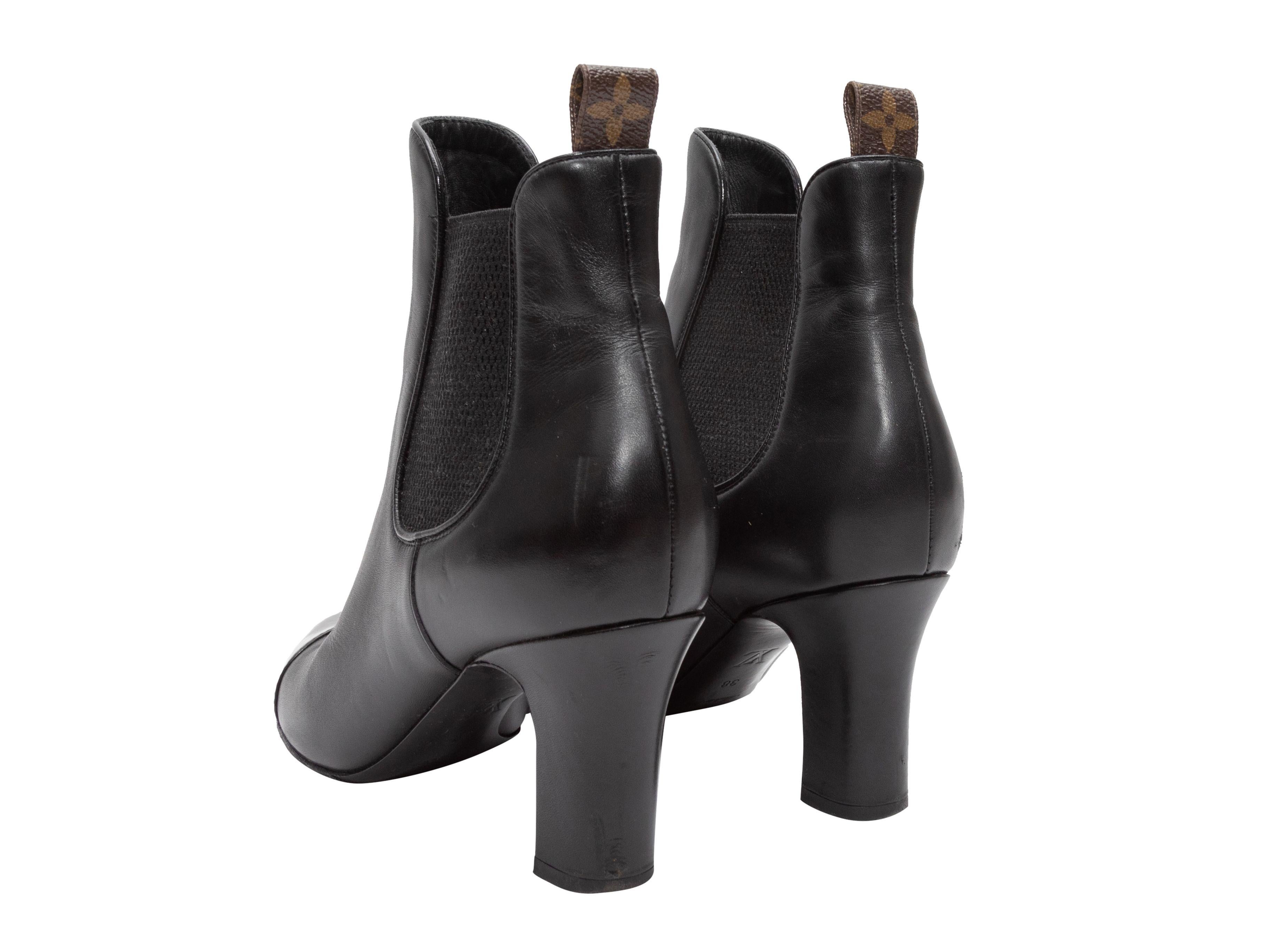 Louis Vuitton Black Leather Cap-Toe Ankle Boots In Good Condition In New York, NY