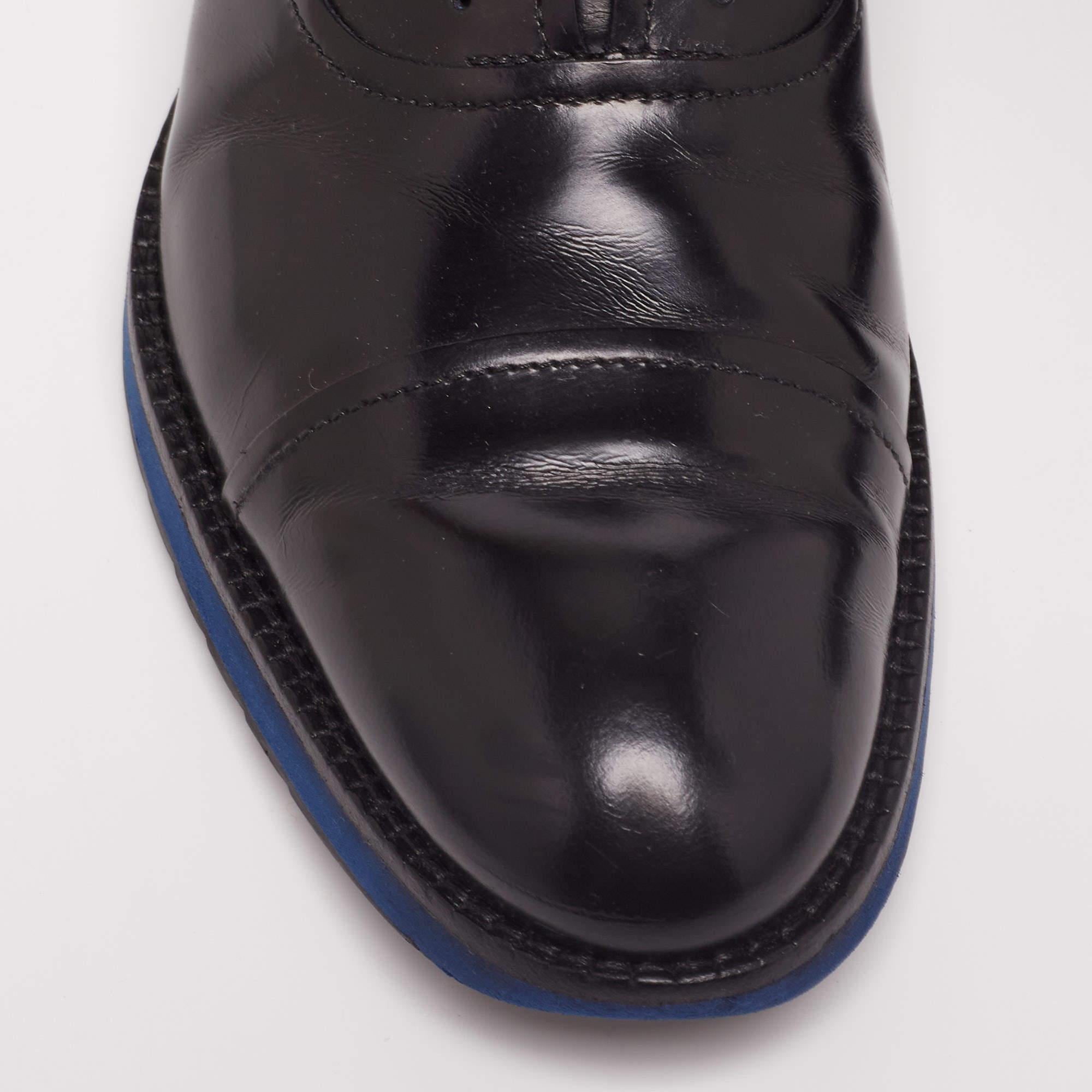 Louis Vuitton Black Leather Cap Toe Lace Up Derby Size 42.5 For Sale 2