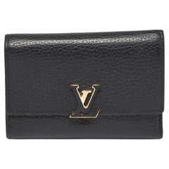 Louis Vuitton Black Leather Capucines Compact Wallet