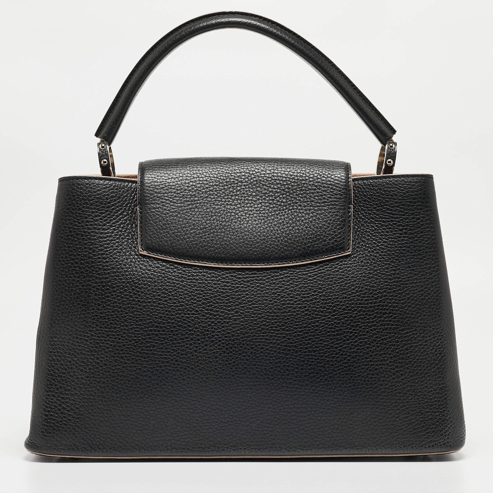 Louis Vuitton Black Leather Capucines MM Bag 10