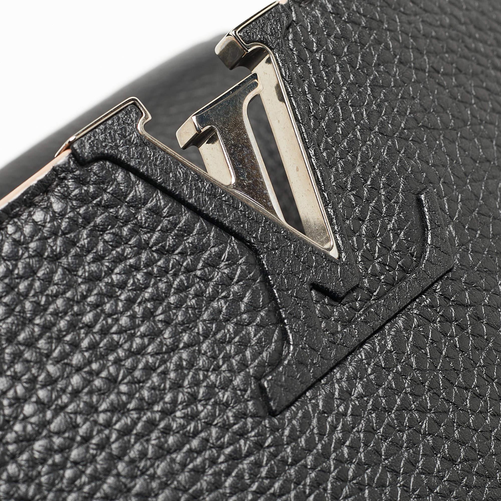 Women's Louis Vuitton Black Leather Capucines MM Bag