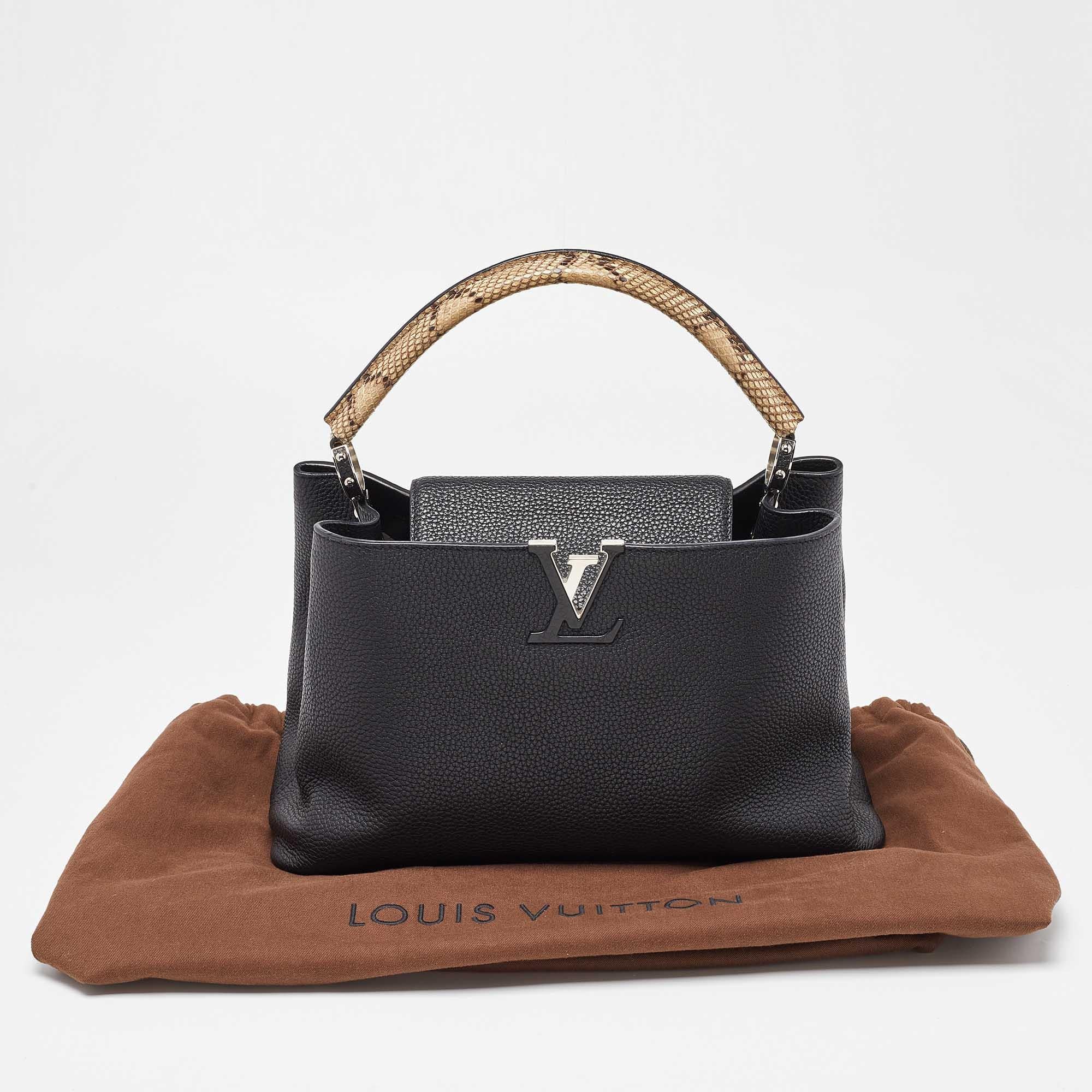 Louis Vuitton Black Leather Capucines MM Bag For Sale 3