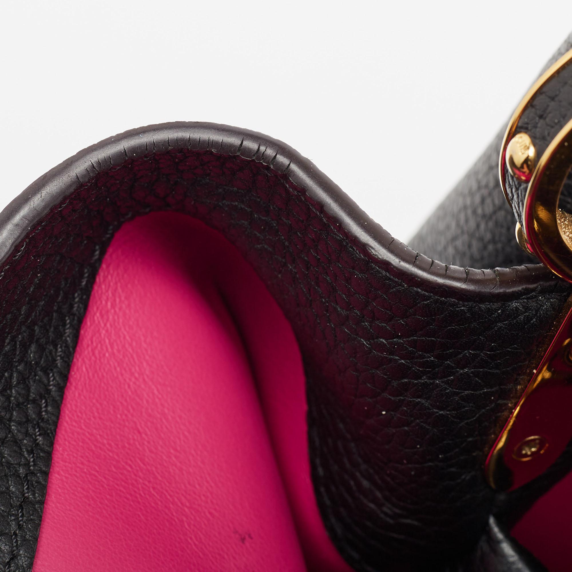 Louis Vuitton Black Leather Capucines MM Bag 4