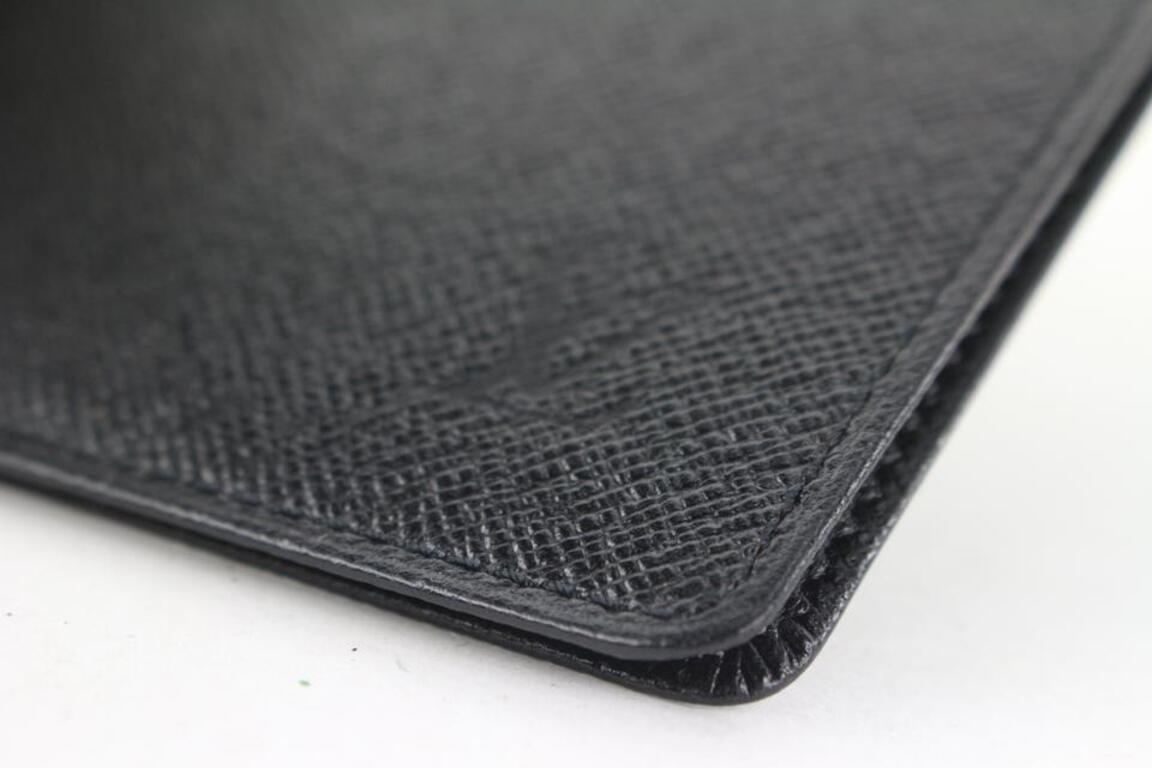 Louis Vuitton Black Leather Card Holder Wallet Case Taiga 430lv61 For Sale 4
