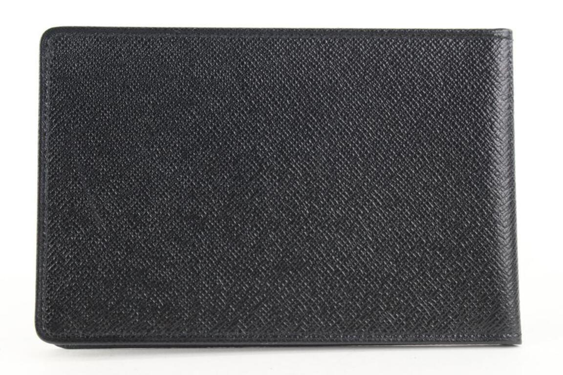 Women's Louis Vuitton Black Leather Card Holder Wallet Case Taiga 430lv61 For Sale