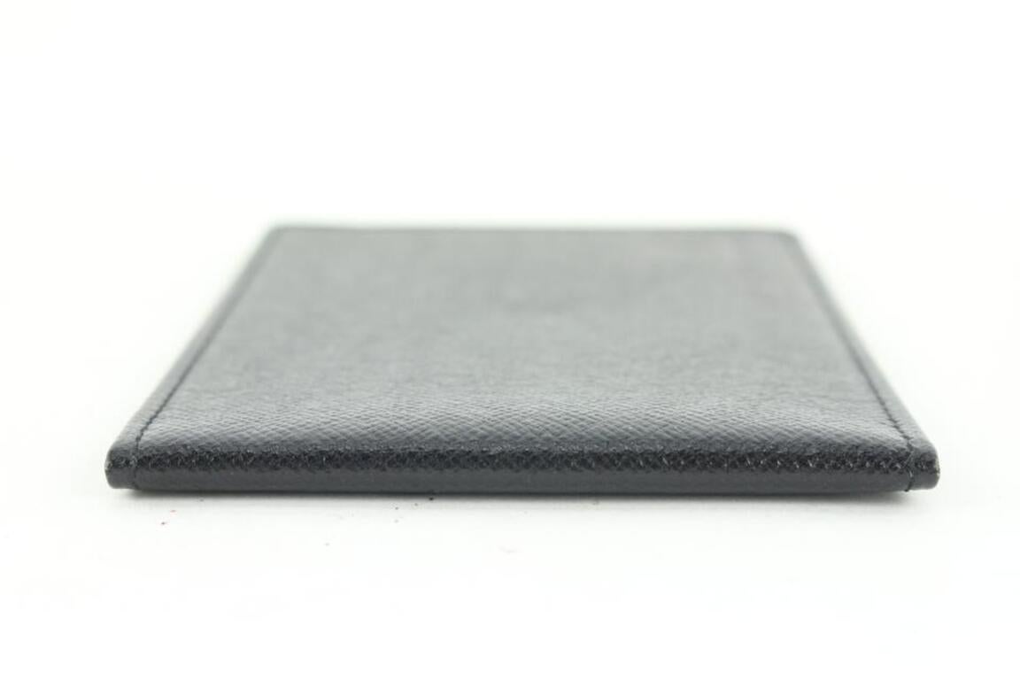 Louis Vuitton Black Leather Card Holder Wallet Case Taiga 430lv61 For Sale 2