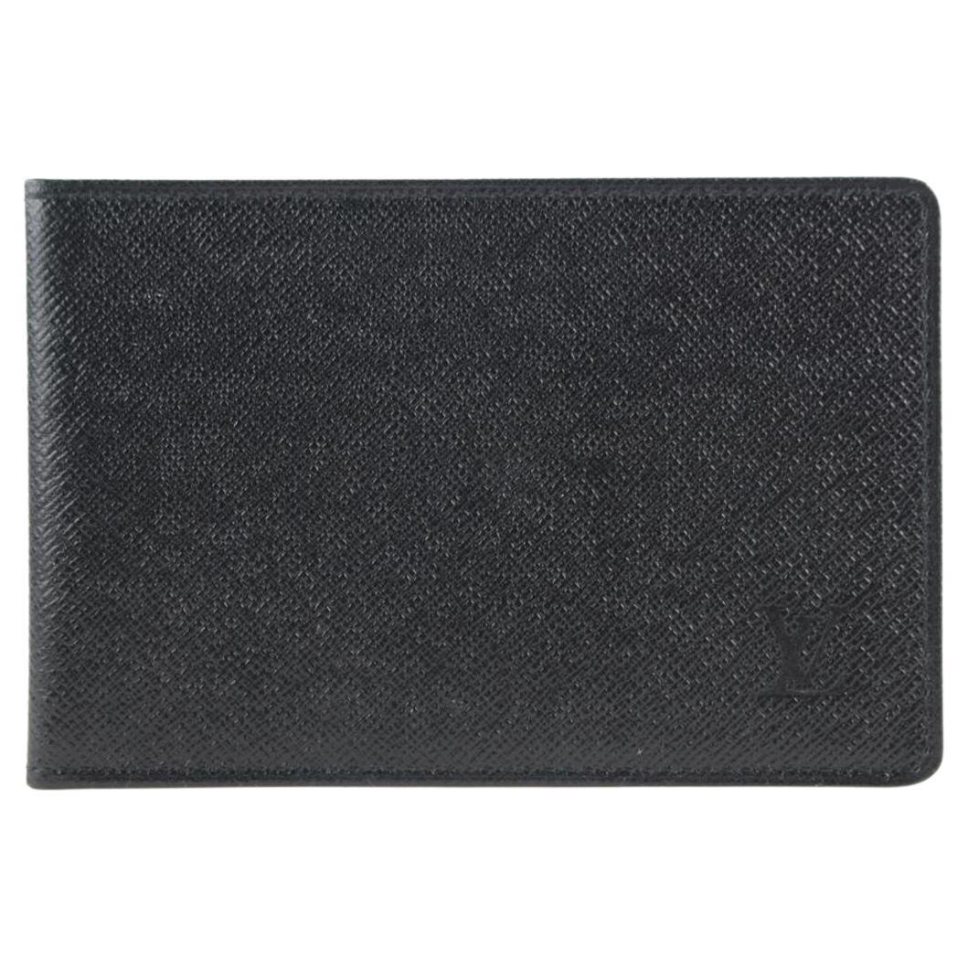 Louis Vuitton Black Leather Card Holder Wallet Case Taiga 430lv61 For Sale