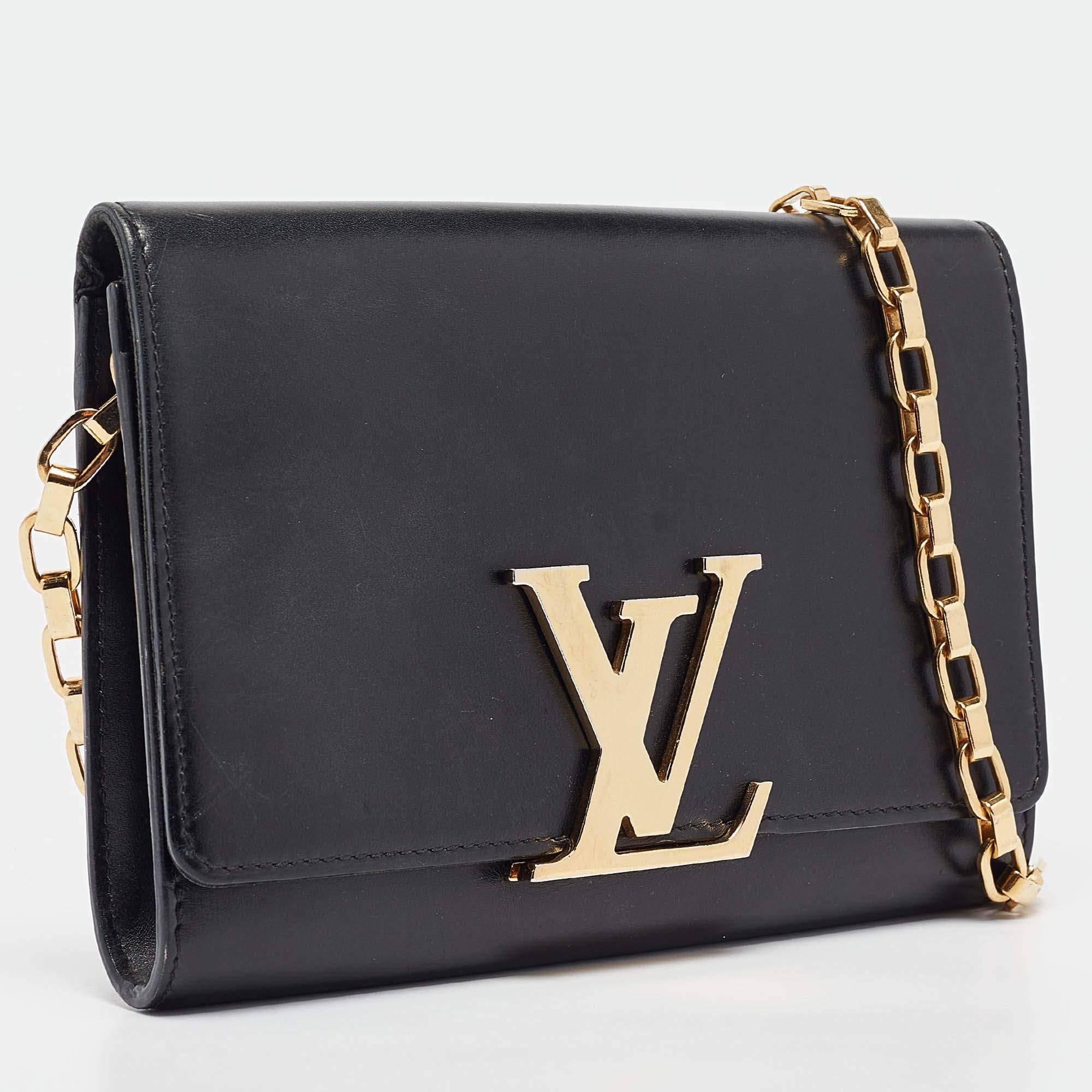 Louis Vuitton Black Leather Chain Louise GM Bag In Good Condition In Dubai, Al Qouz 2