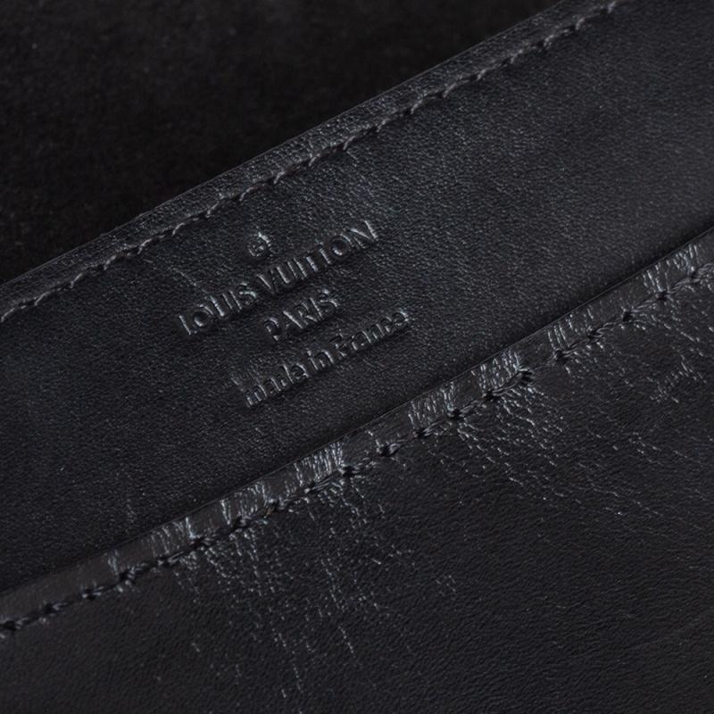 Louis Vuitton Schwarzes Leder Kette Louise GM Tasche Damen