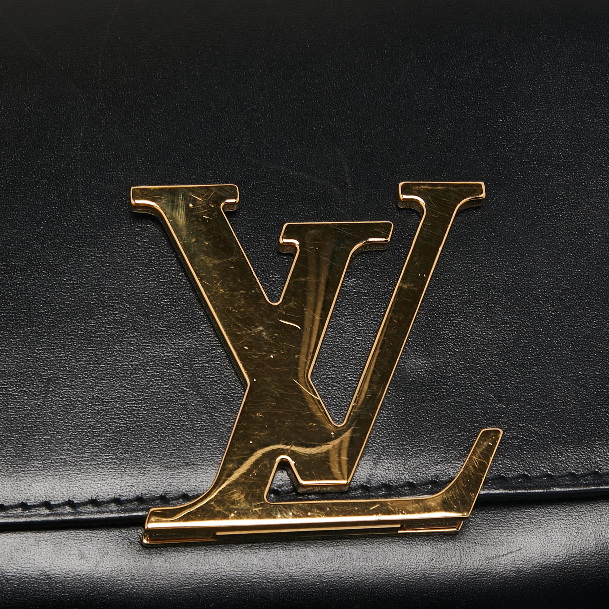 Women's Louis Vuitton Black Leather Chain Louise GM Bag