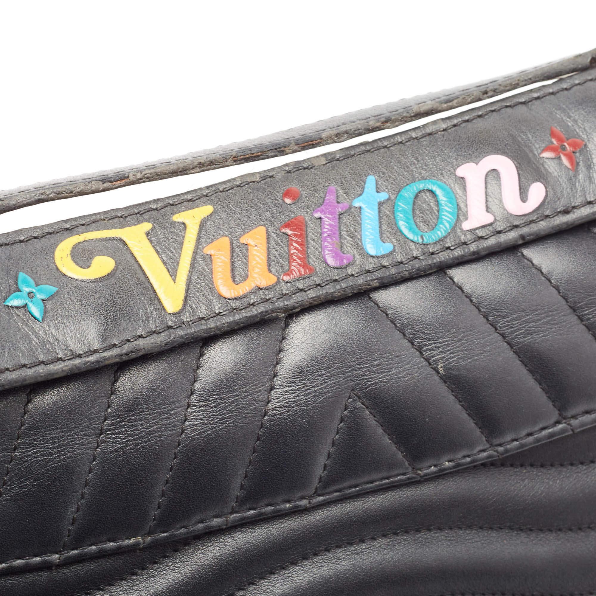 Louis Vuitton Black Leather Chain New Wave MM Bag For Sale 3