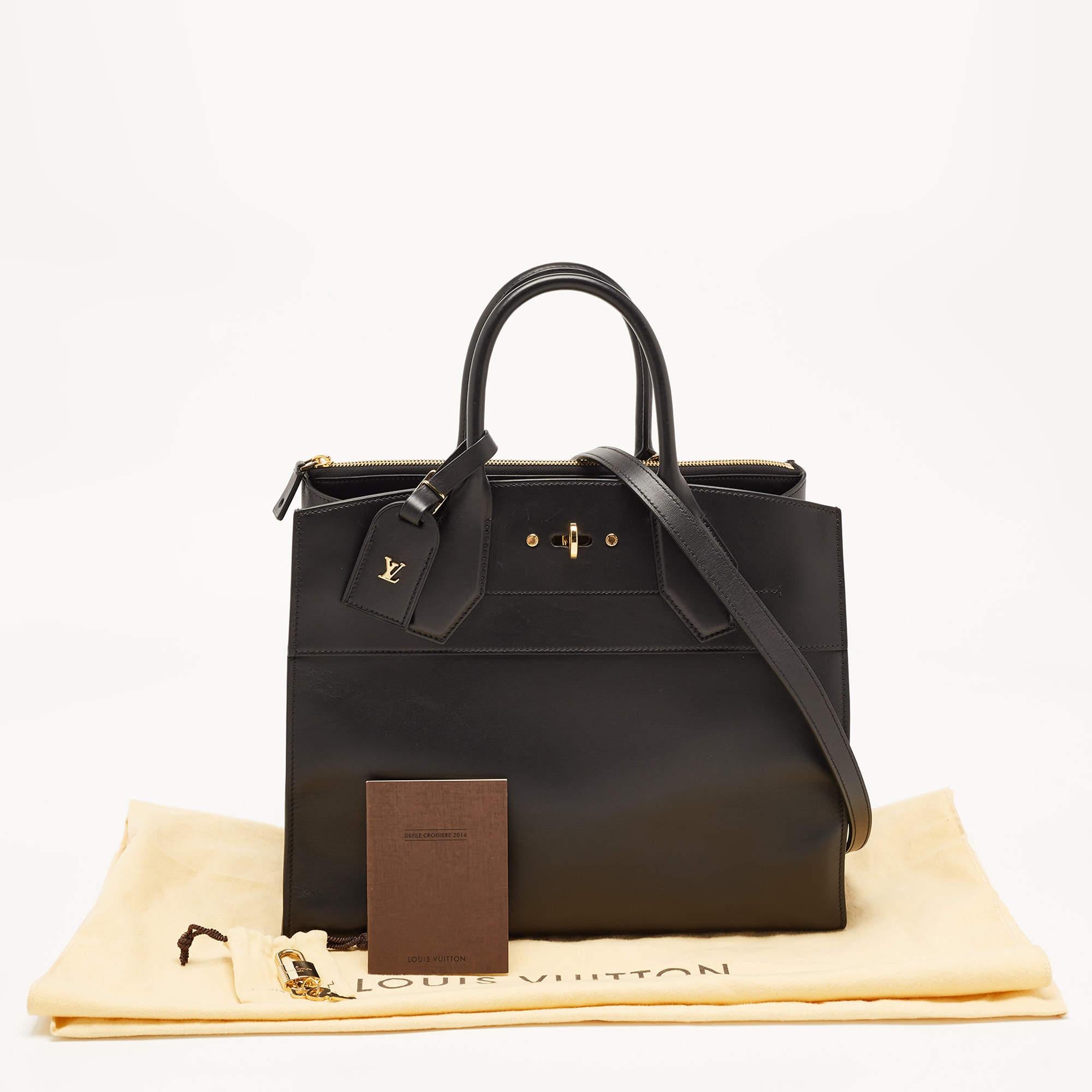 Louis Vuitton Black Leather City Steamer GM Bag For Sale 9
