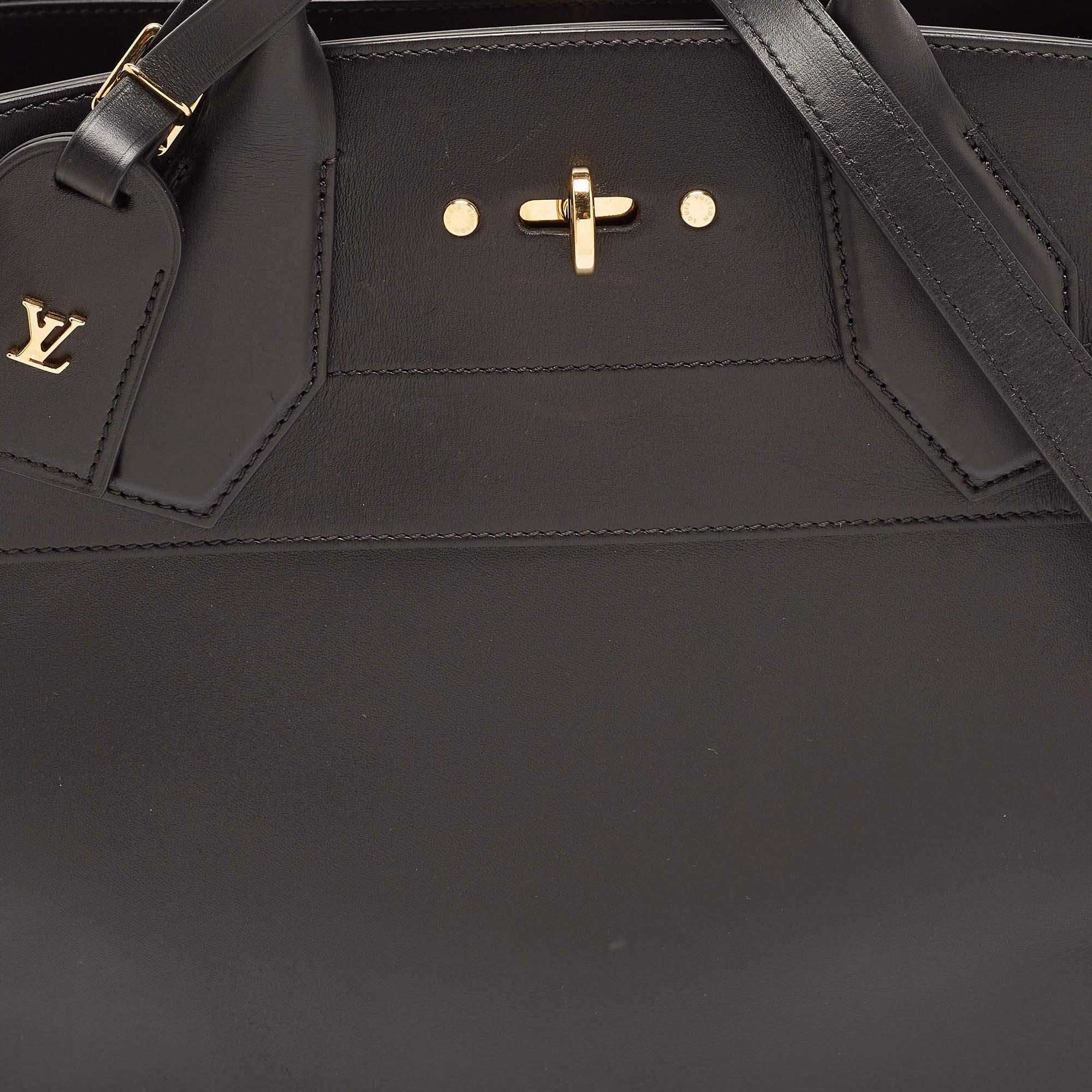 Louis Vuitton Black Leather City Steamer GM Bag For Sale 10