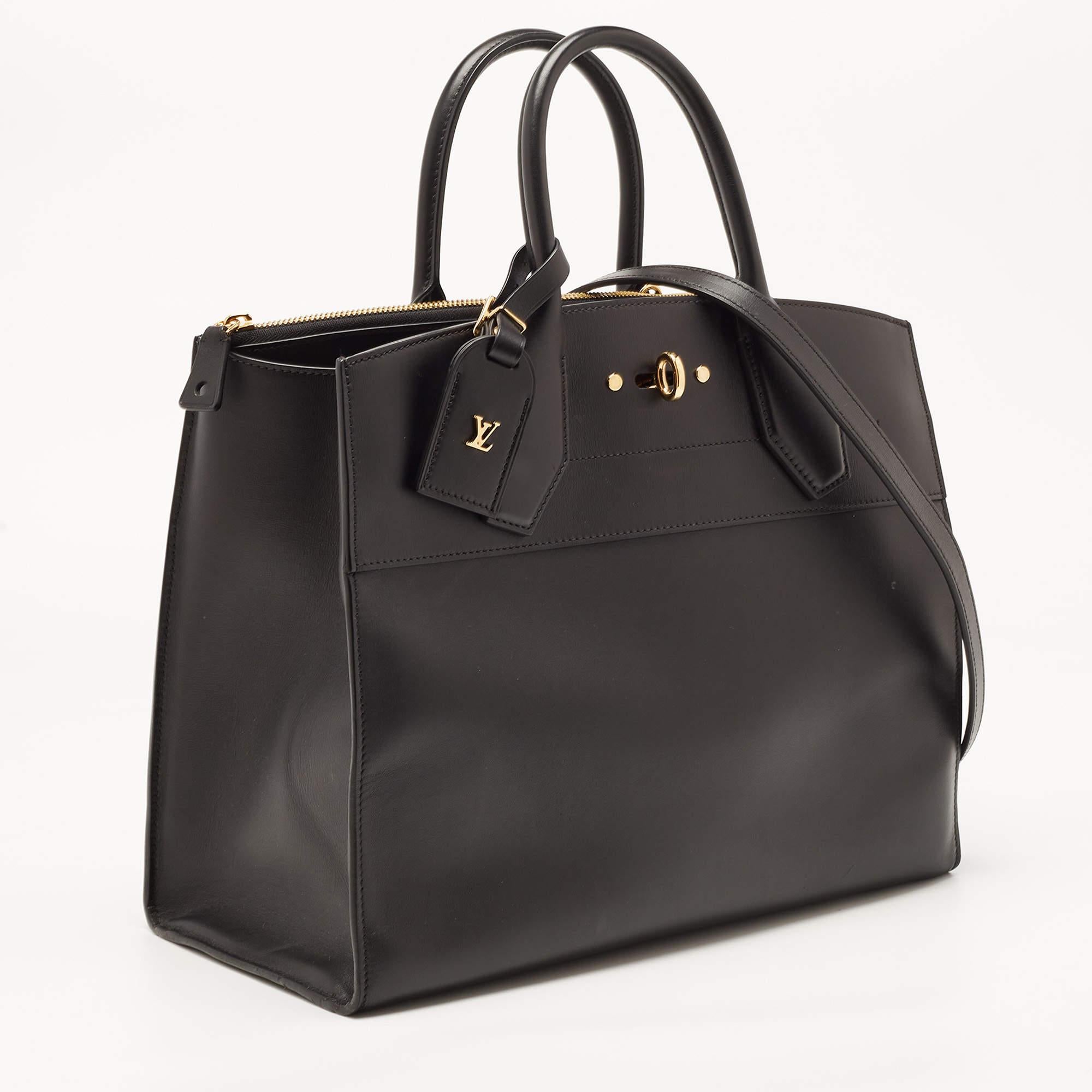 Women's Louis Vuitton Black Leather City Steamer GM Bag For Sale