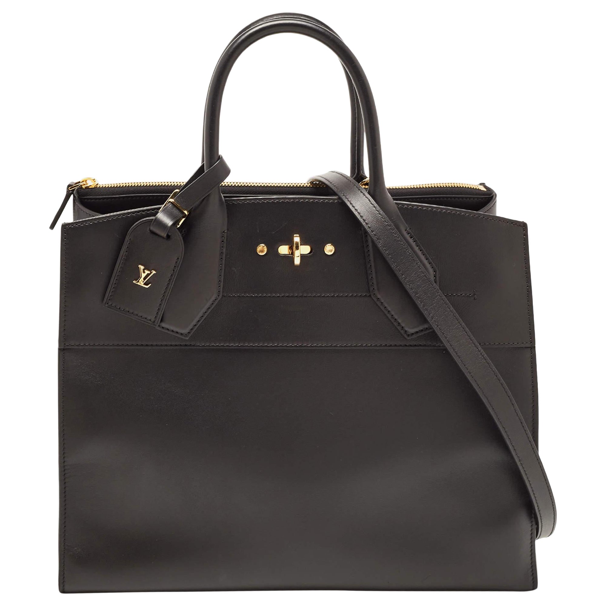 Louis Vuitton Black Leather City Steamer GM Bag