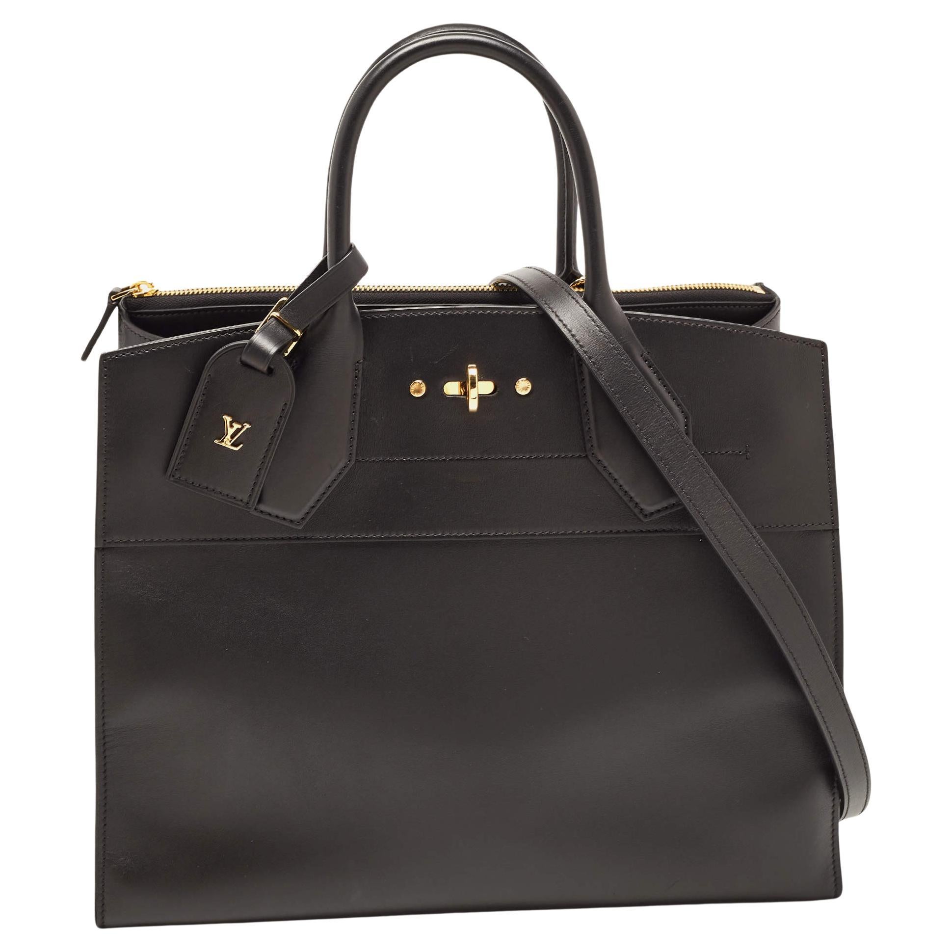 Louis Vuitton Black Leather City Steamer GM Bag For Sale