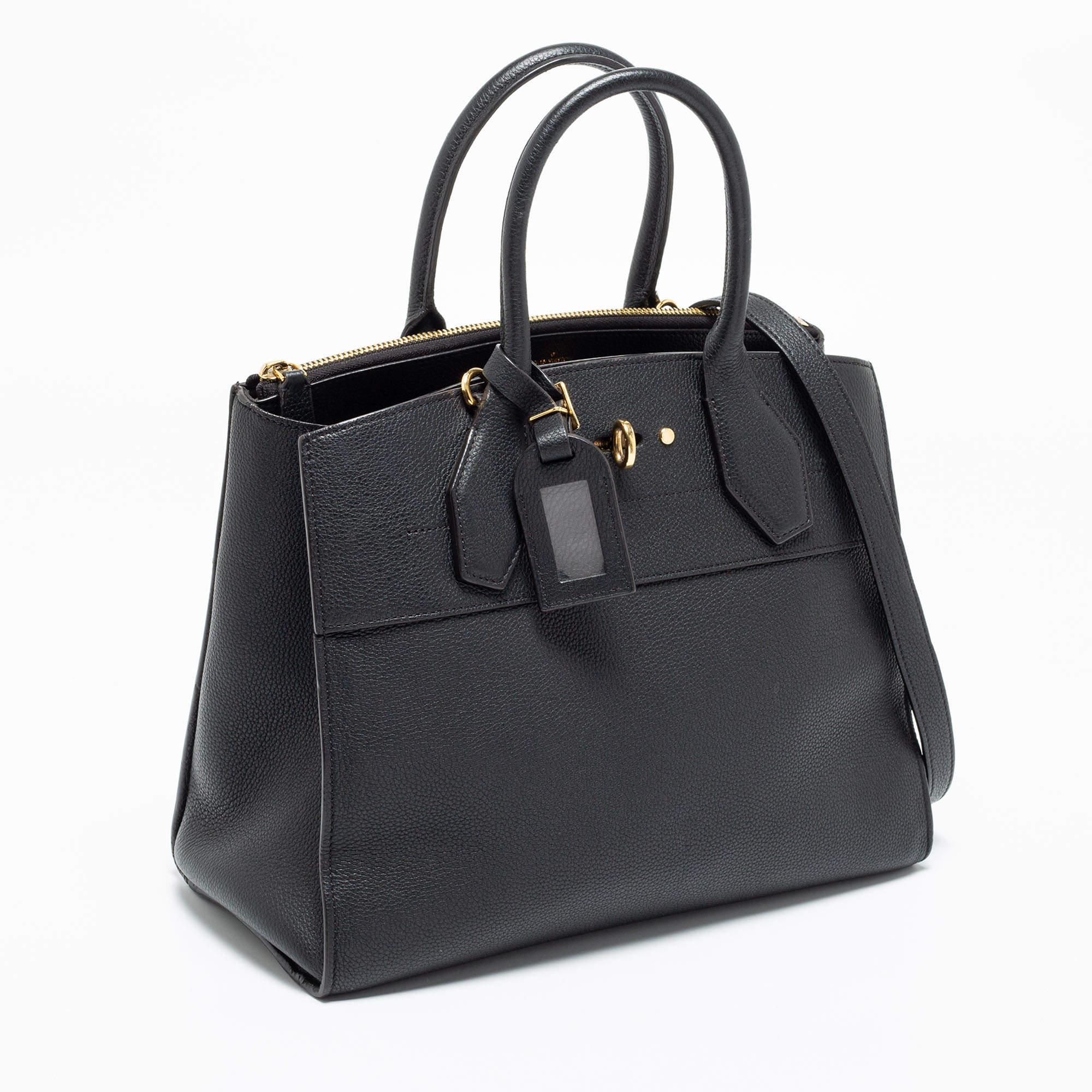 Women's Louis Vuitton Black Leather City Steamer MM Bag