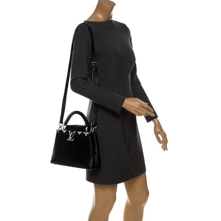 Louis Vuitton Capucines Handbag Wicker with Leather BB Black 437031