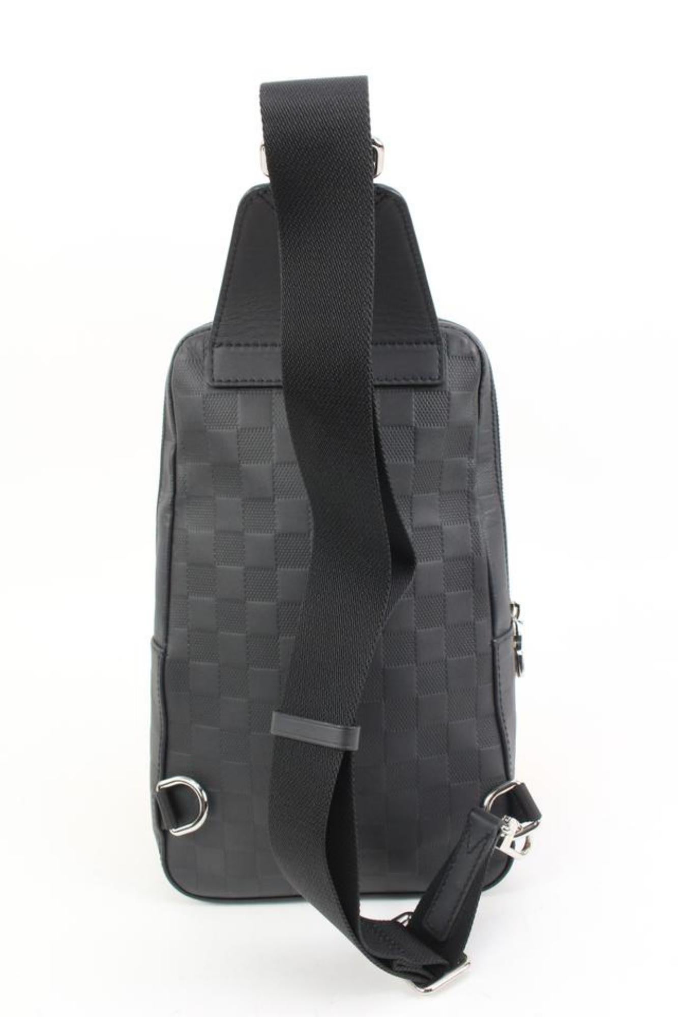 Women's Louis Vuitton Black Leather Damier Infini Avenue Sling Bag 48lk54 For Sale