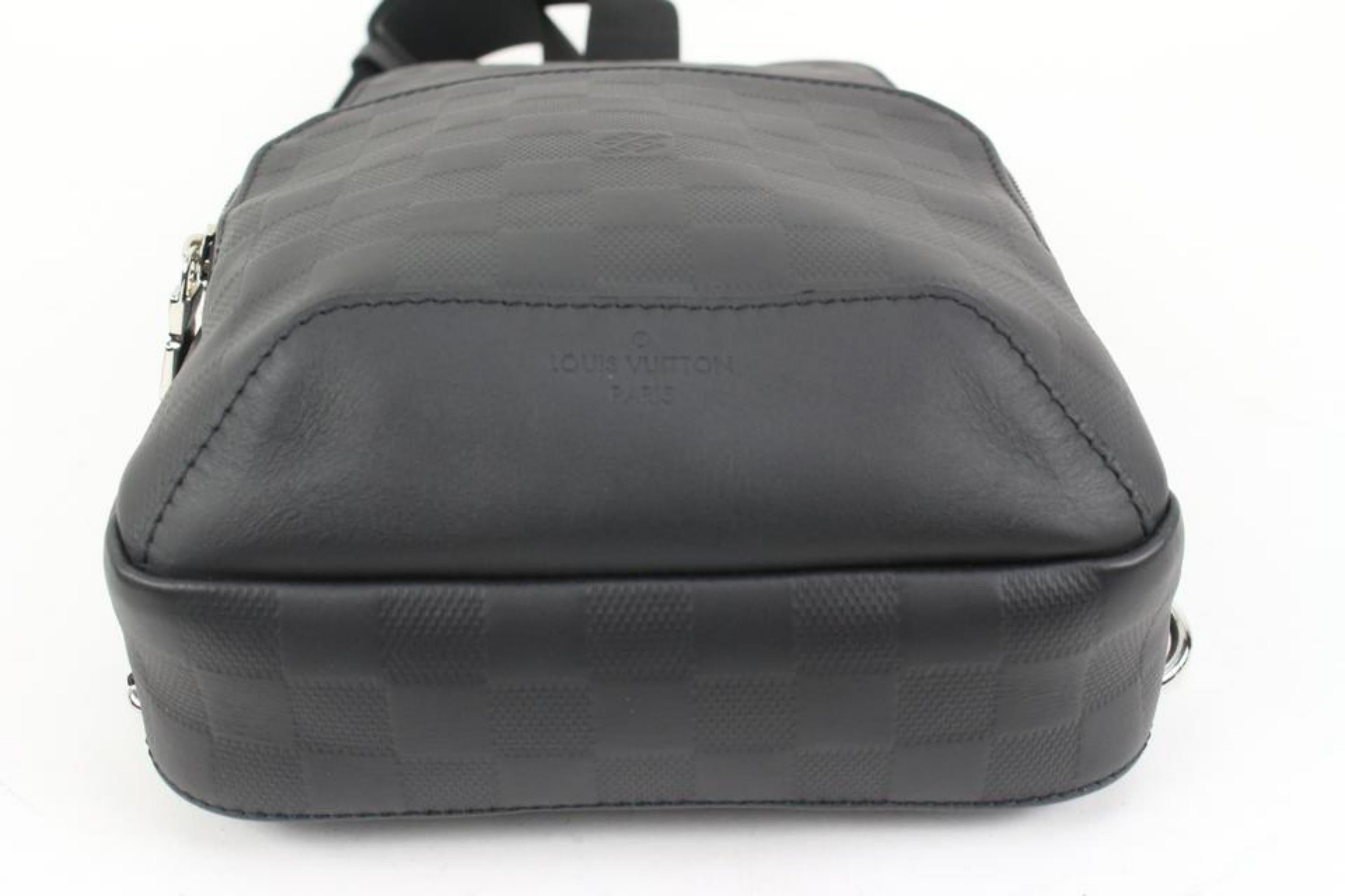Louis Vuitton Black Leather Damier Infini Avenue Sling Bag 48lk54 For Sale 2